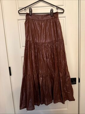 LC Lauren Conrad Chocolate Brown Tiered Maxi Skirt